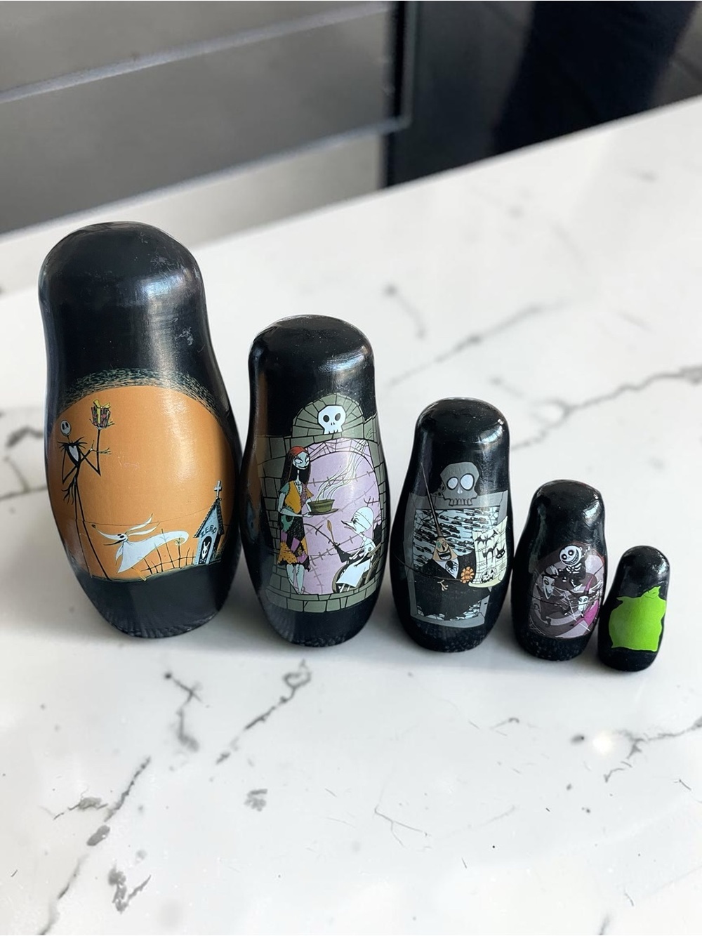 Vintage NECA Nightmare before Christmas 5 piece wooden nesting dolls